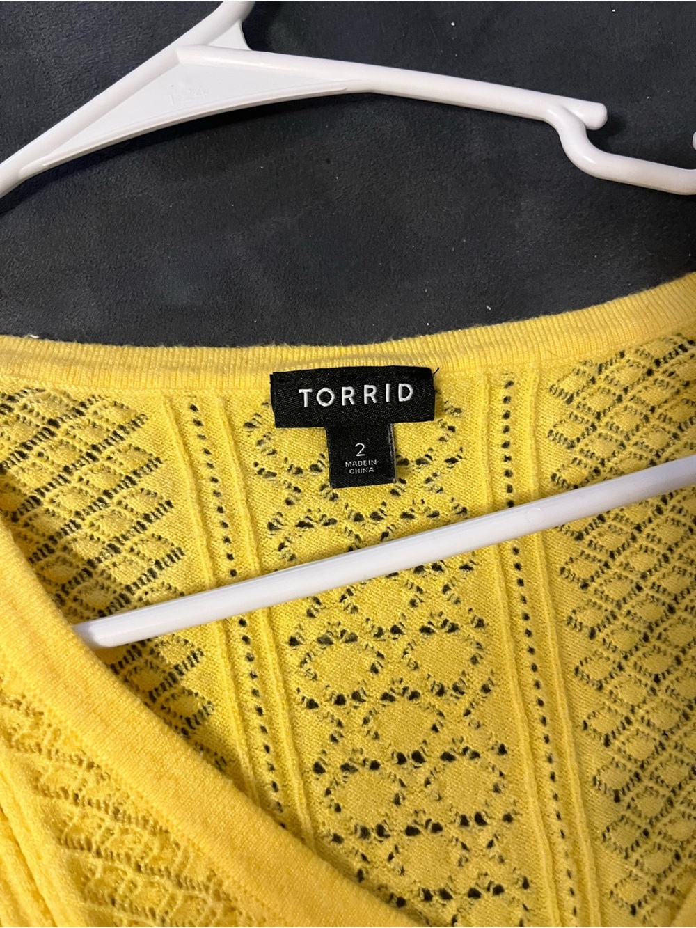 torrid Bright Yellow Lace-Knit V-Neck Top
